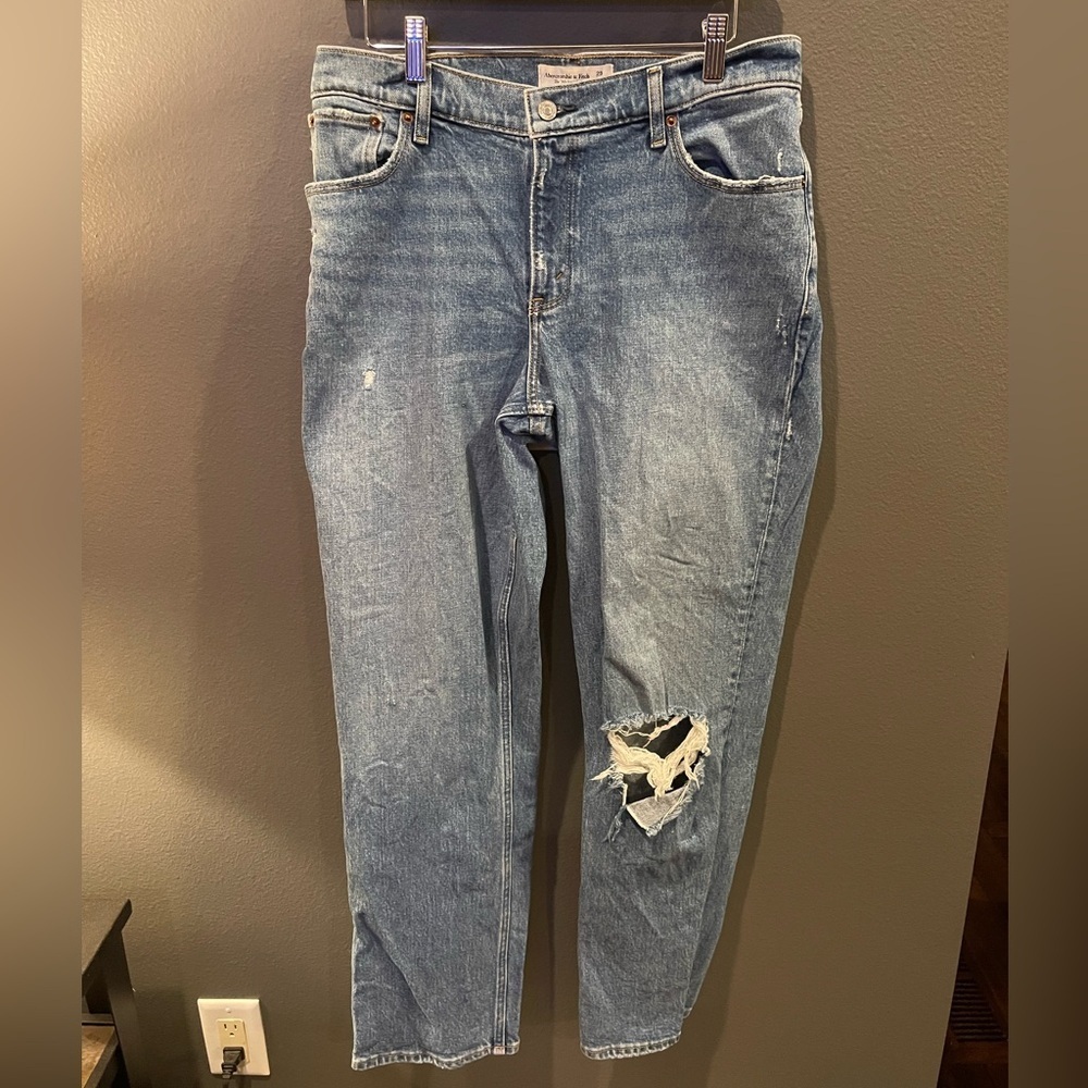 Abercrombie & Fitch Women's Blue Relaxed Jeans Curve Love